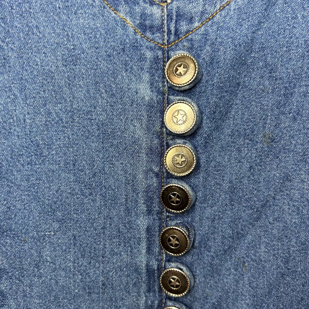 Vintage Halmode Petites Denim Short Sleeve Midi Dress Women's Size 8 / 10 - Picture 4 of 6